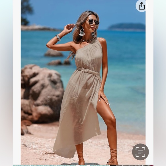 NWT DOSE khaki semi sheer swim cover-up one size 4–12 - Picture 5 of 12